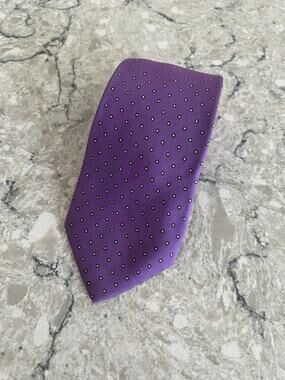Vintage Jsaco Men's 100% Italian Silk Neck Tie Purple w White Polka Dots JL